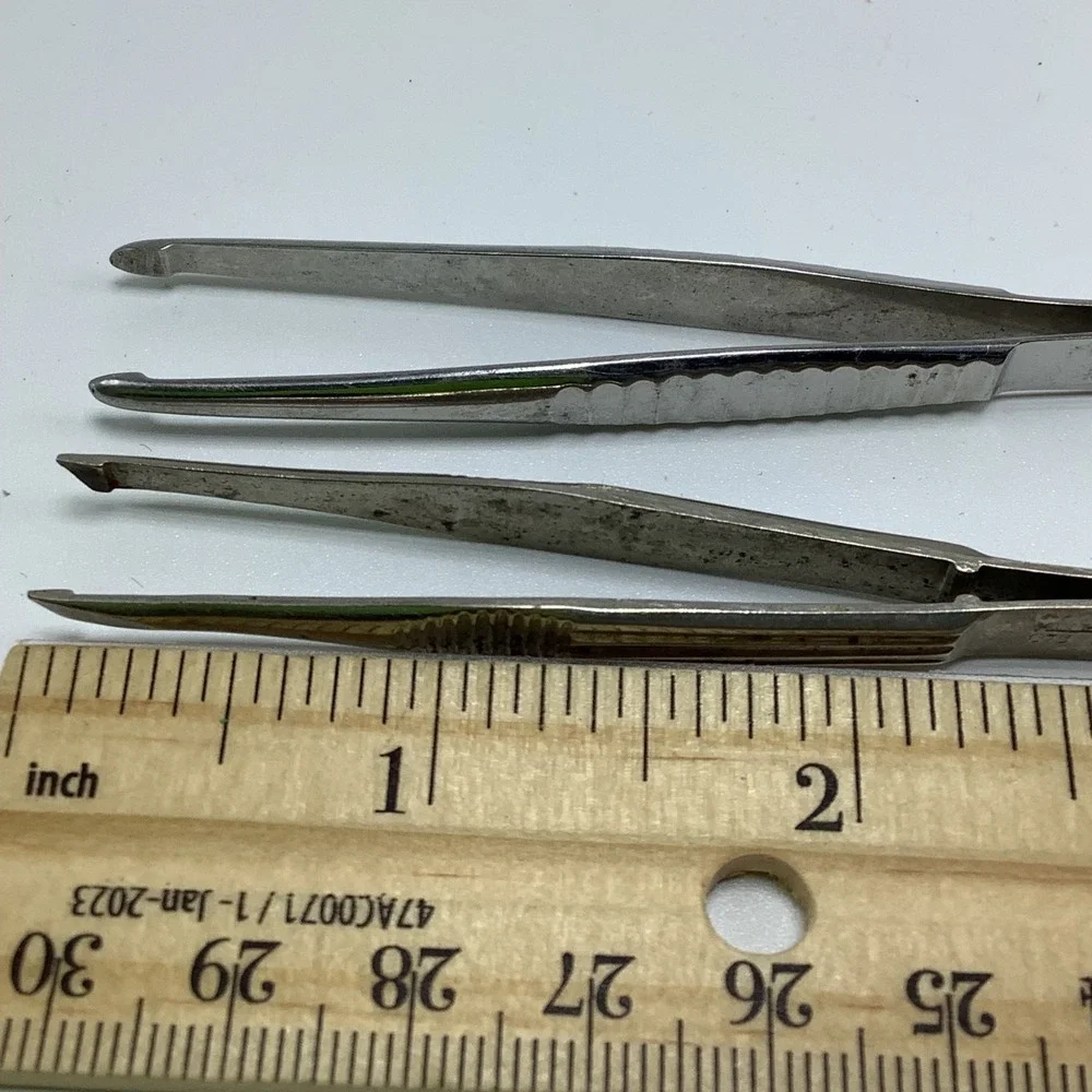 Vintage Tweezers Angled & Rounded Millers Forge USA & KNY Sheerer‎ Germany